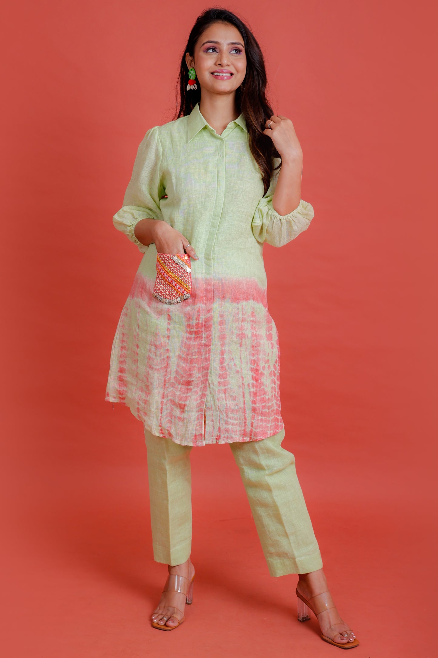 Sunburst Lime to Rust Kurta Pant