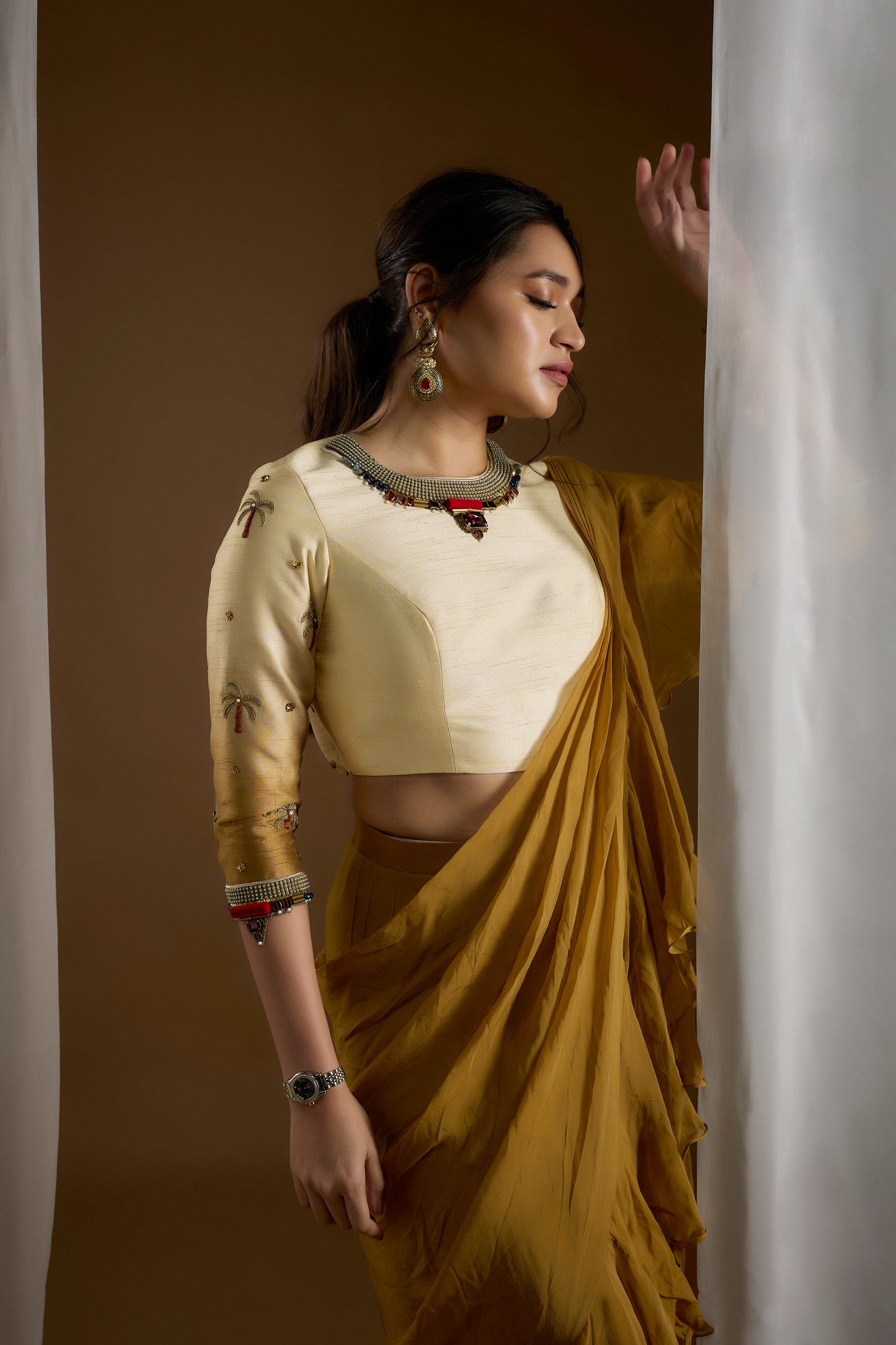 Beige Drape Saree