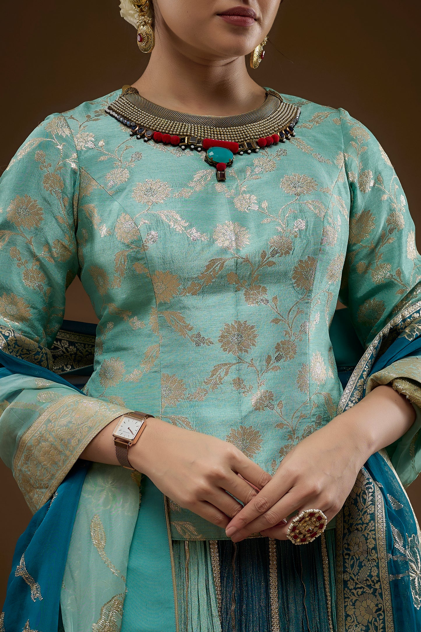 Multicolour Aqua Blue Lehenga Choli