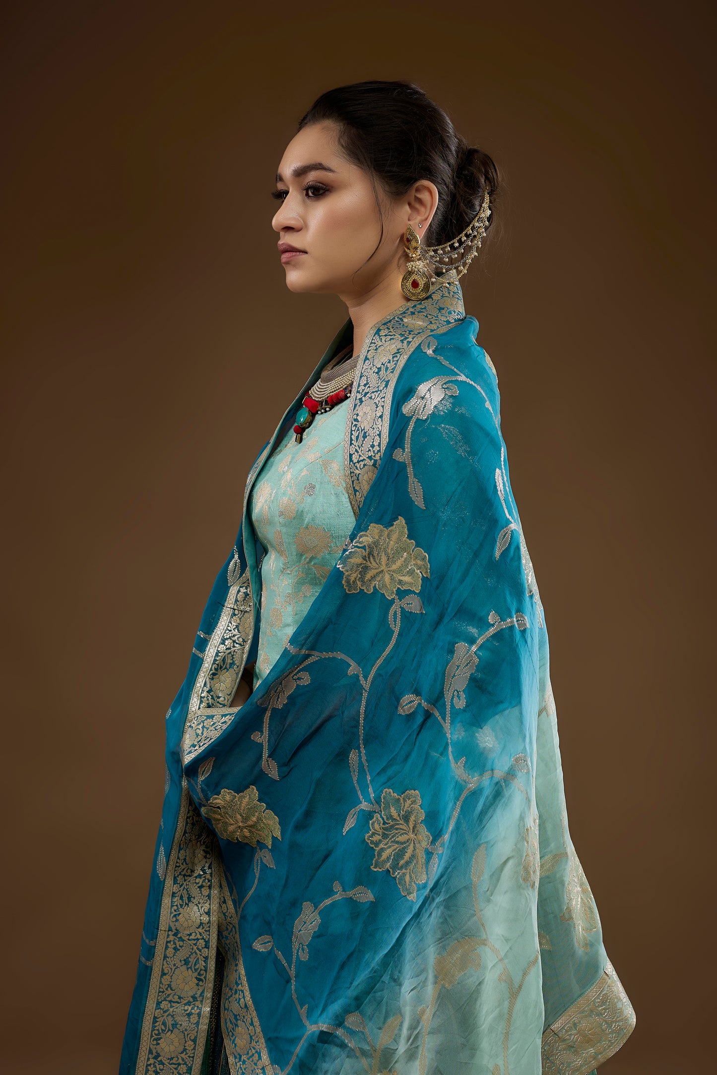 Multicolour Aqua Blue Lehenga Choli