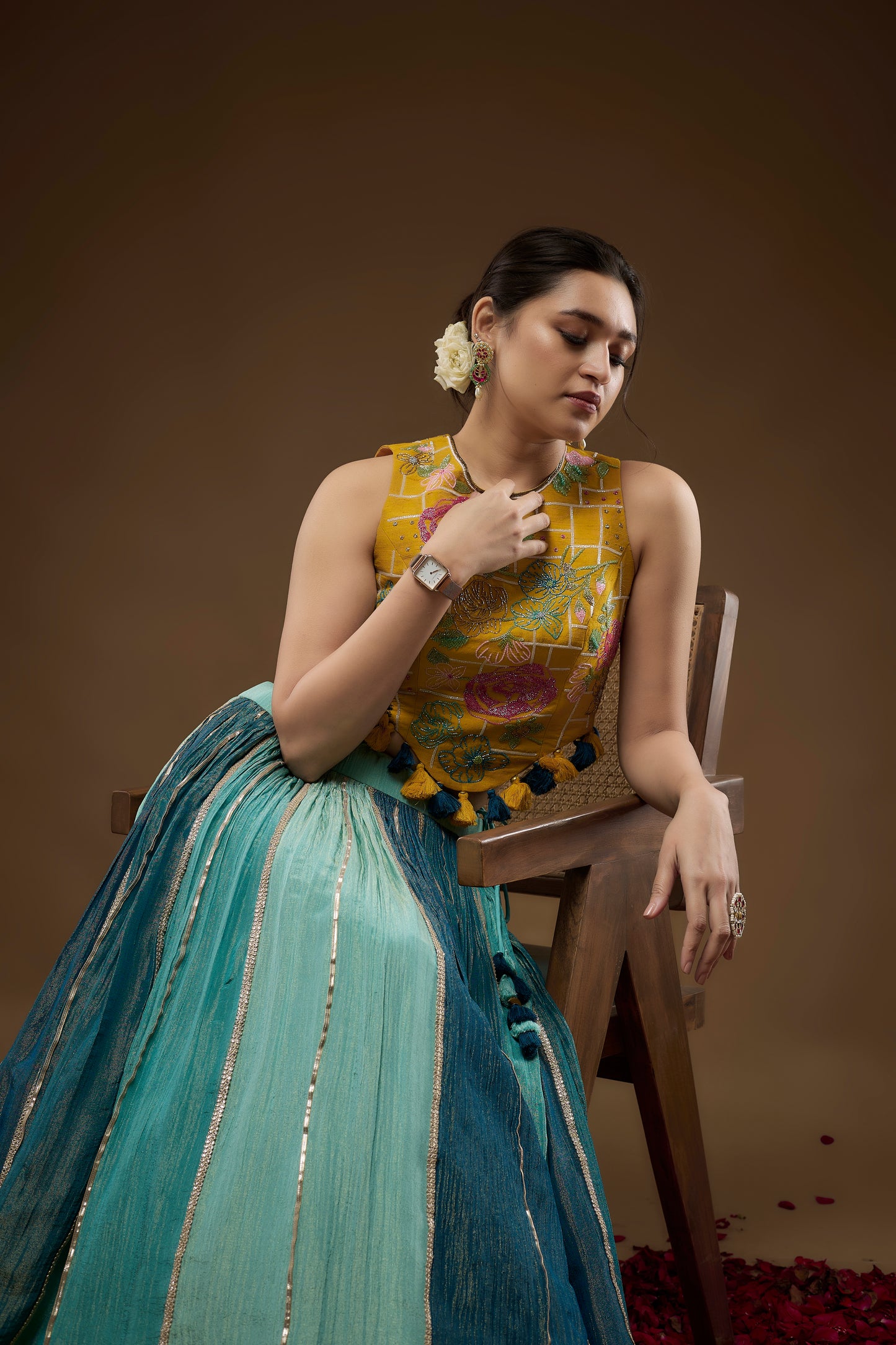 Multicolour Aqua Blue Lehenga Choli