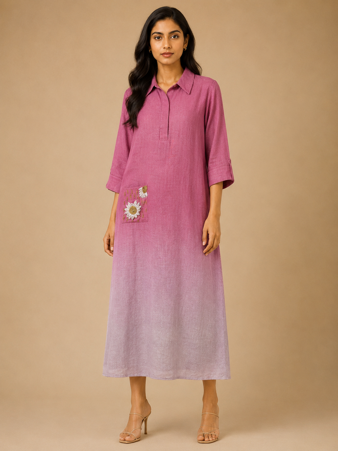 Mauve Ombré Embroidered Dress