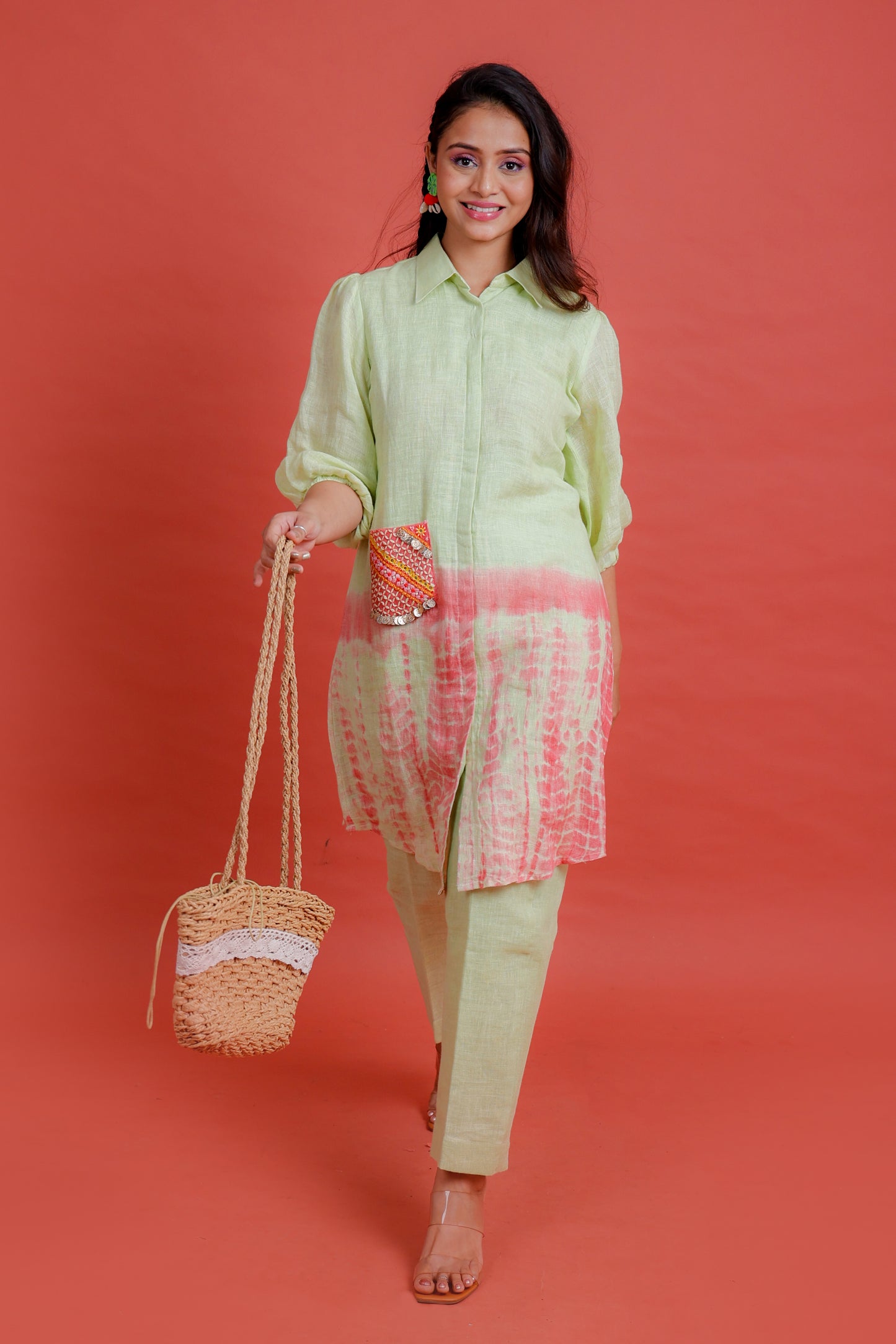 Sunburst Lime to Rust Kurta Pant