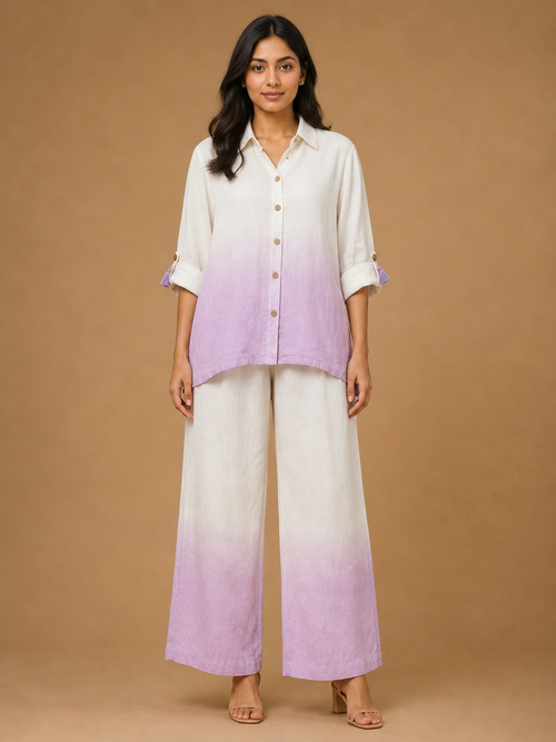 White & Purple Ombré Tassel Co-Ord Set
