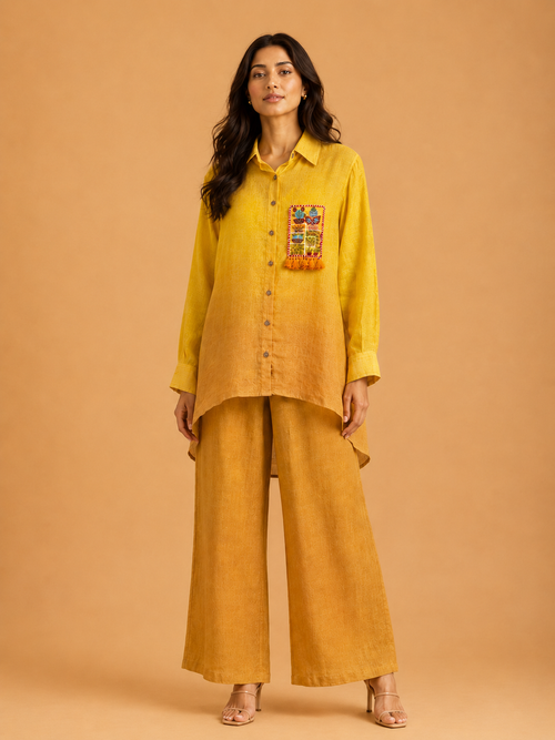 Yellow Ombré Embroidered Shirt