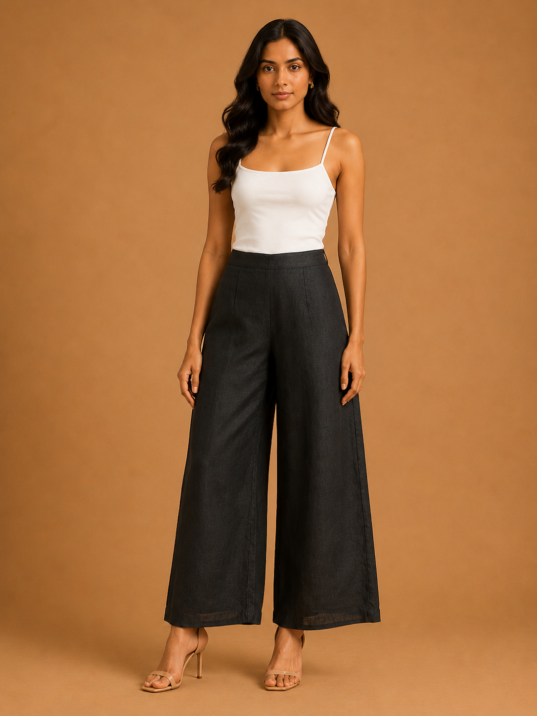 Black Relaxed Fit Linen Trouser