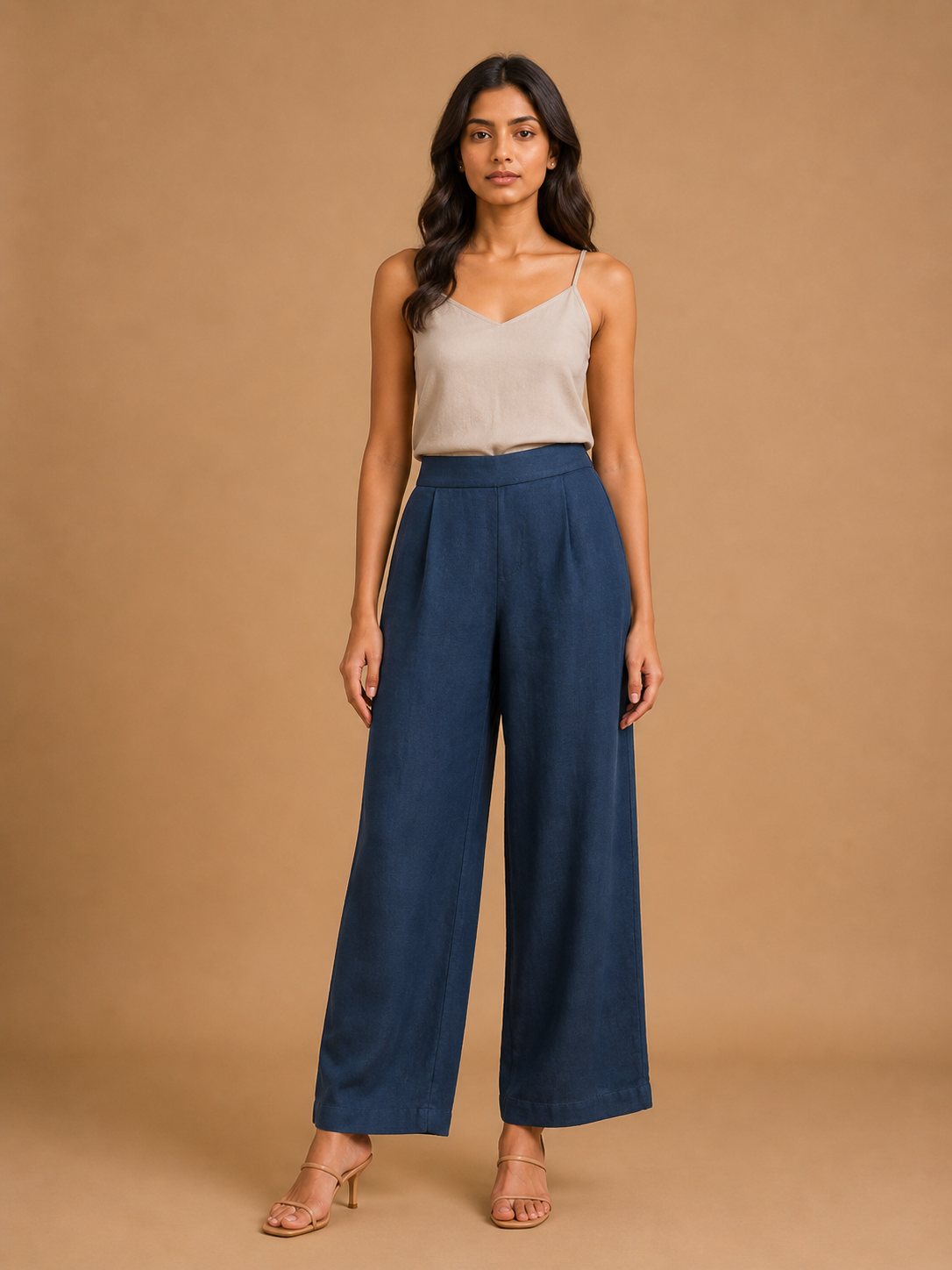Dark Blue Relaxed Fit Linen Trouser
