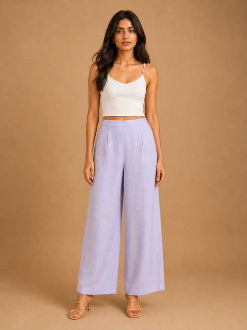 Lilac Relaxed Fit Linen Trouser