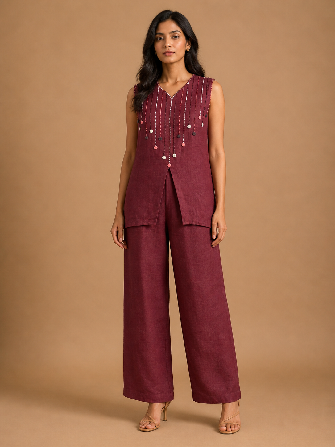 Maroon French Knot Co-Ord Set