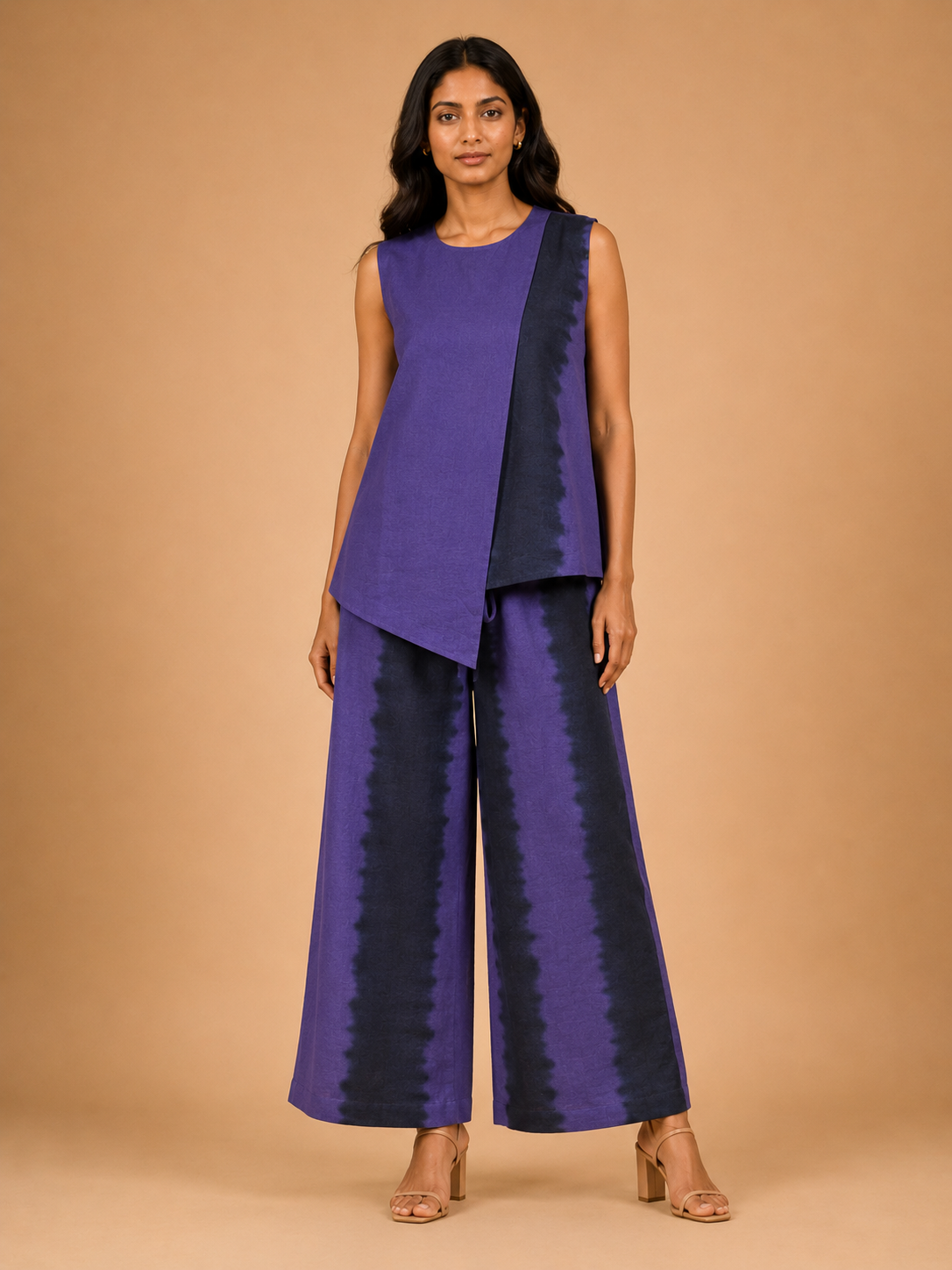 Purple & Black Tie-Dye Asymmetric Co-Ord Set
