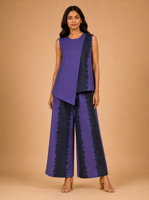 Purple & Black Tie-Dye Asymmetric Co-Ord Set