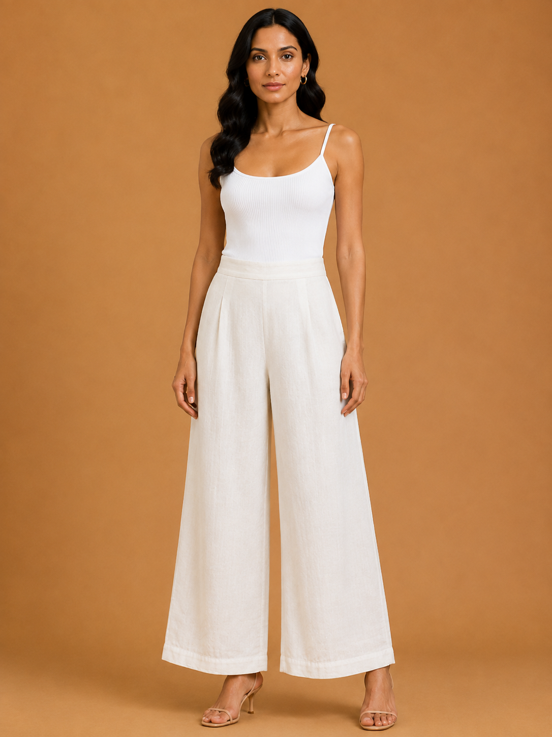White Relaxed Fit Linen Trouser