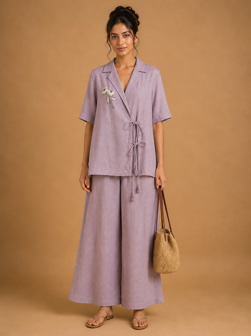 Mauve Daisy Embroidered Co-Ord Set