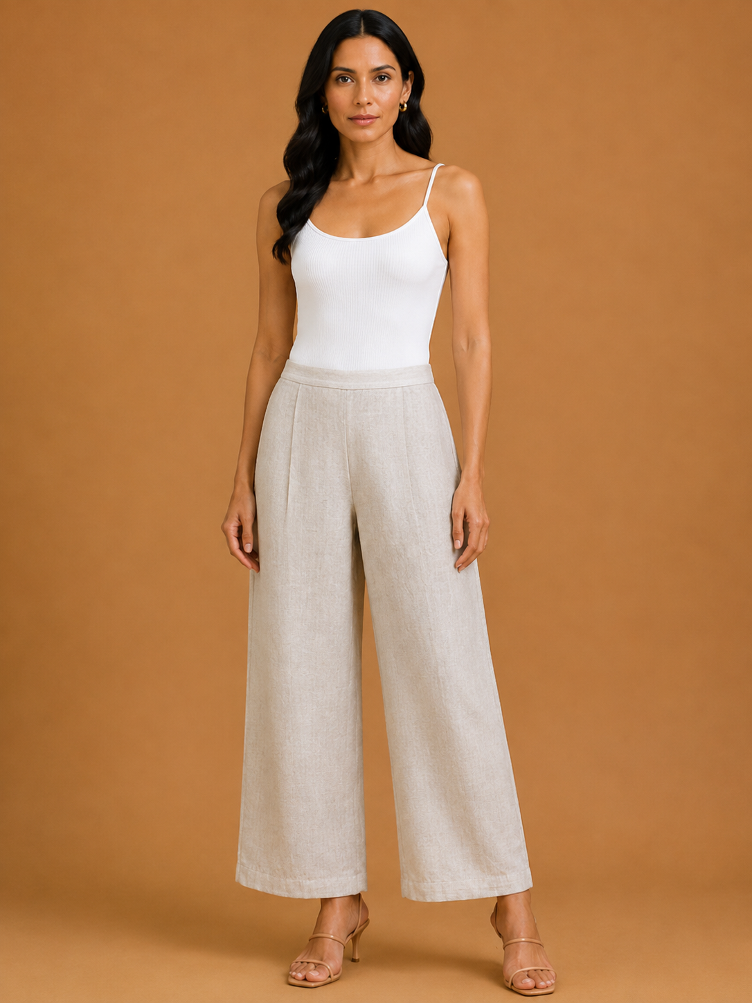 Light Grey Relaxed Fit Linen Trouser