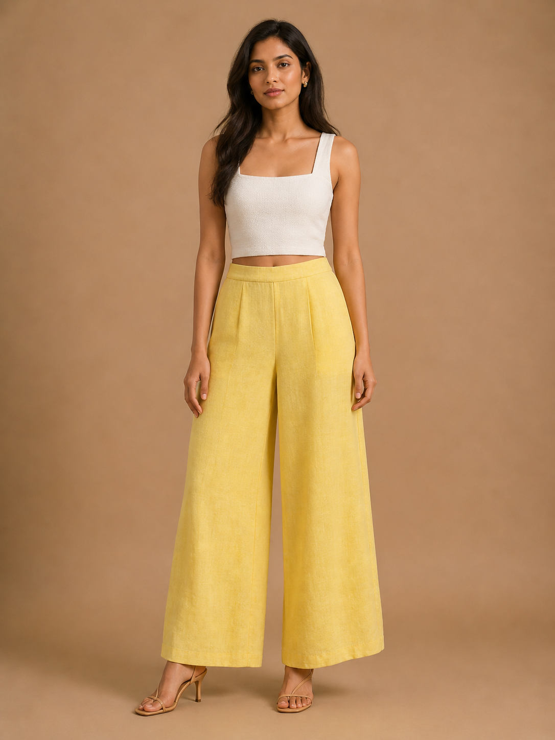 Yellow Relaxed Fit Linen Trouser