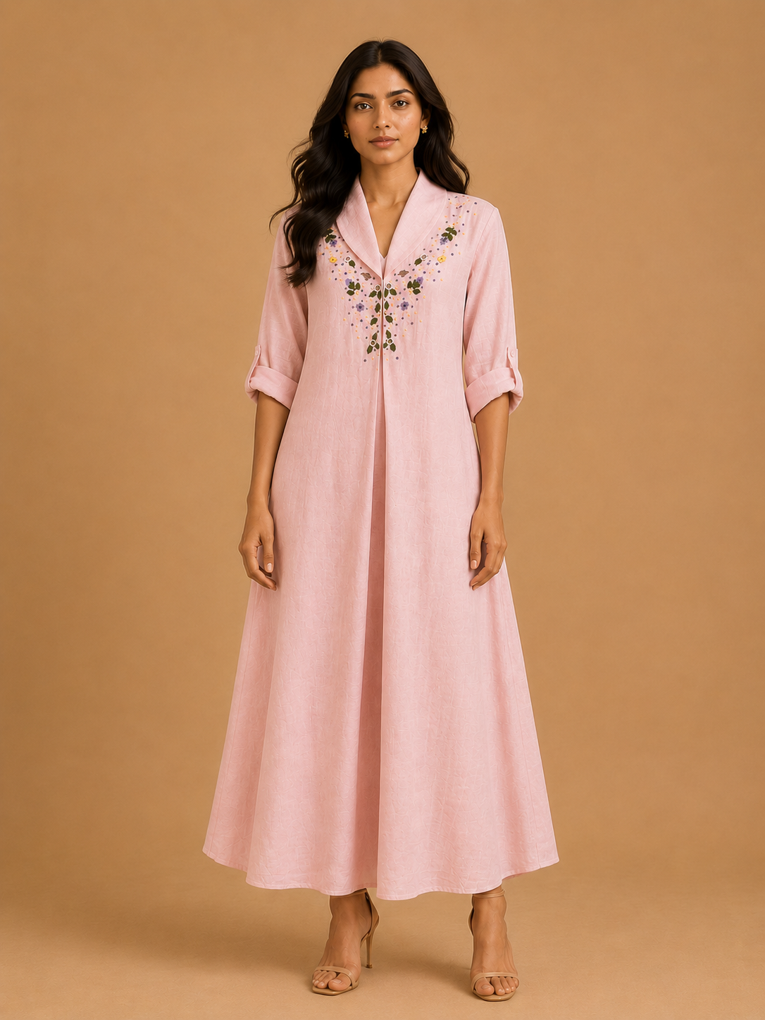 Blush Blossom Embroidered Dress