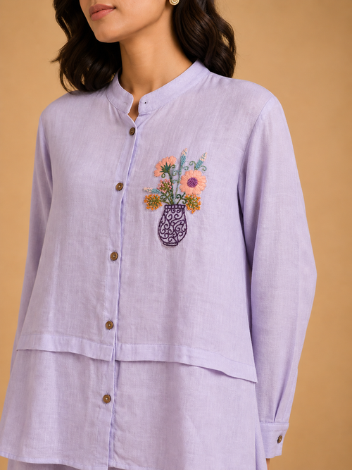 Lavender Floral Embroidered Co-Ord Set