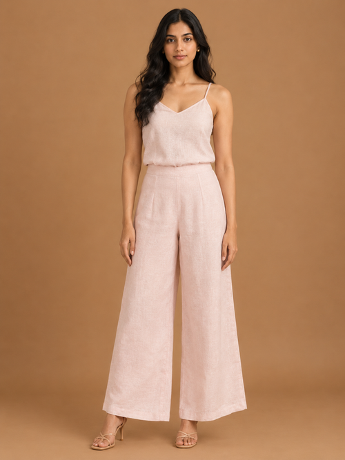 Pink Relaxed Fit Linen Trouser