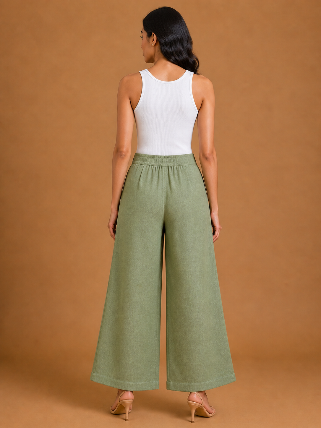 Light Green Relaxed Fit Linen Trouser