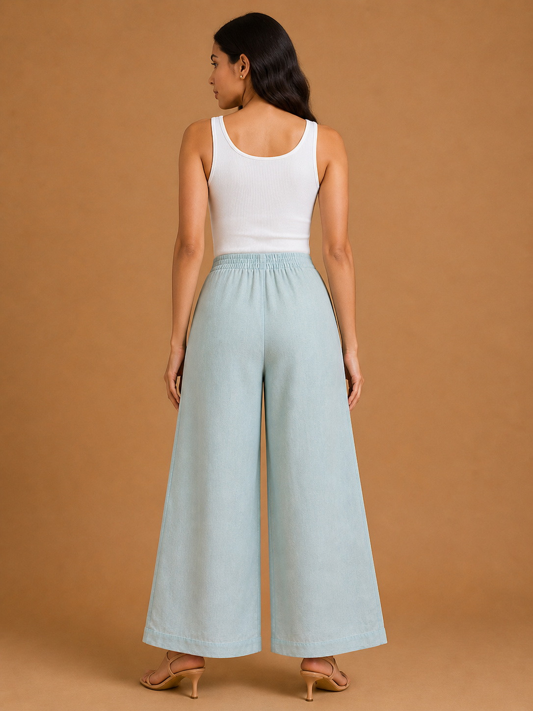 Light Blue Relaxed Fit Linen Trouser