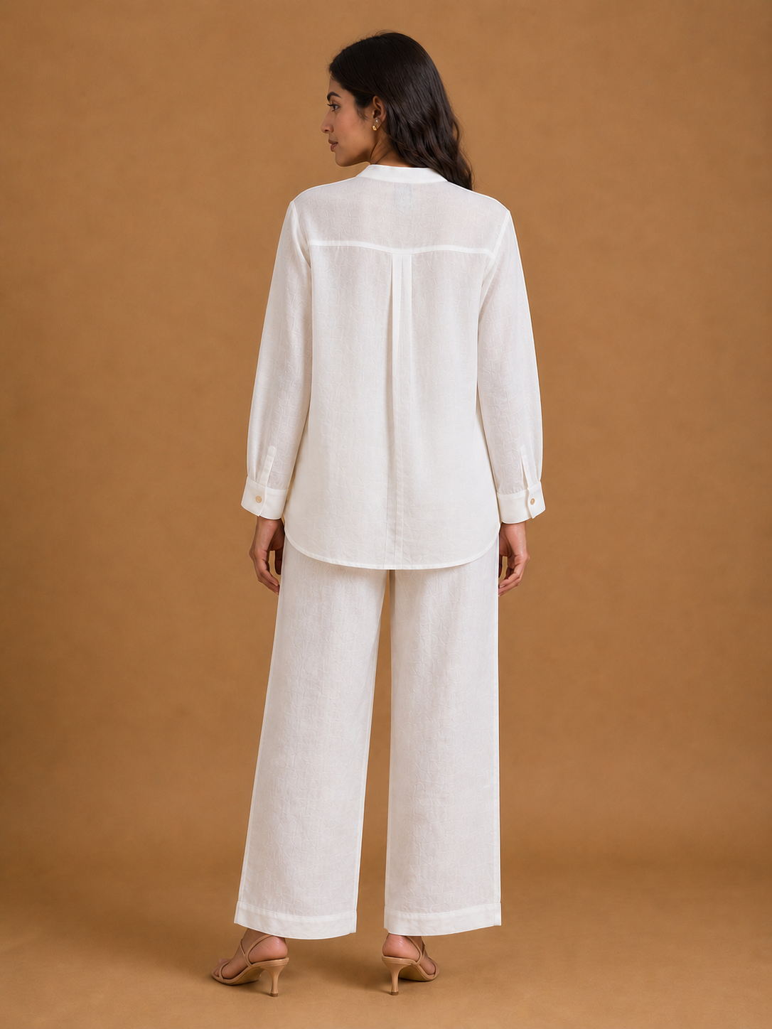 White Beaded Flower Ombré Shirt