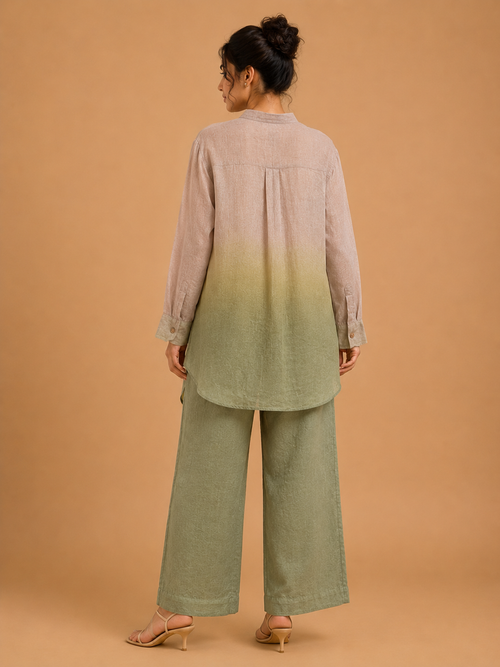 Olive Ombré Floral Embroidered Shirt