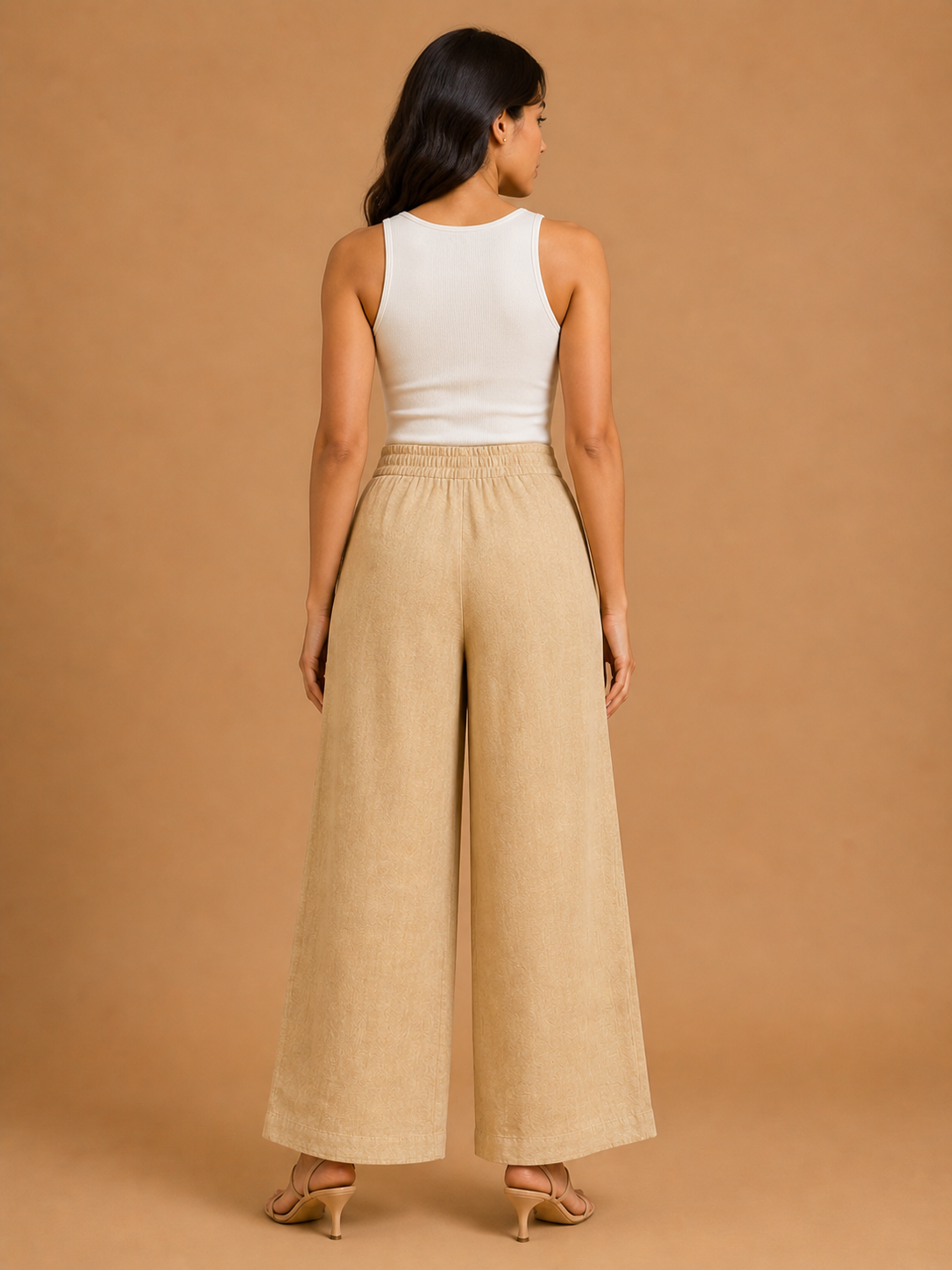 Beige Relaxed Fit Linen Trouser