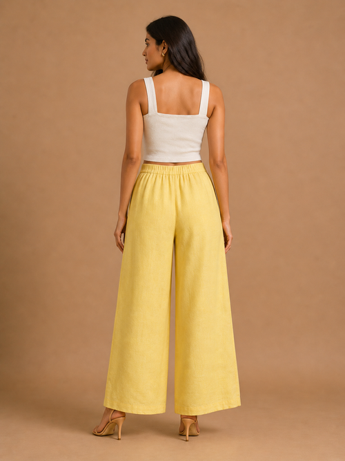 Yellow Relaxed Fit Linen Trouser
