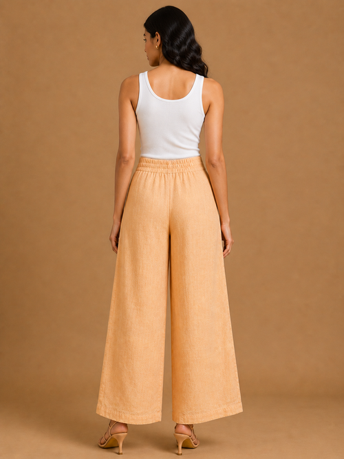 Pale Orange Relaxed Fit Linen Trouser