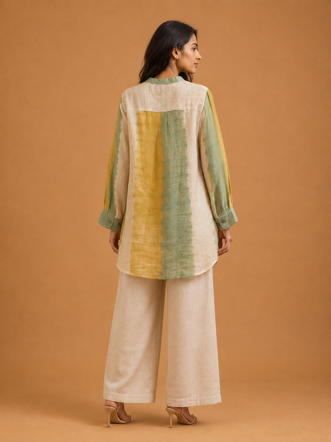 Yellow & Green Tie-Dye Embroidered Shirt