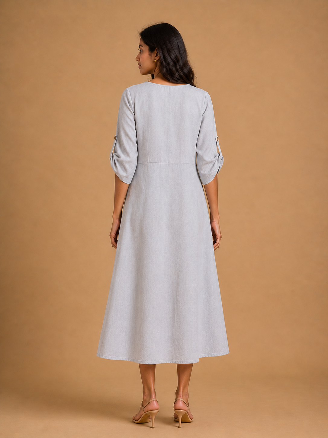 Grey Embroidered Dress