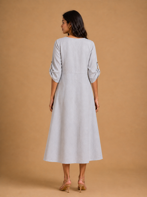 Grey Embroidered Dress