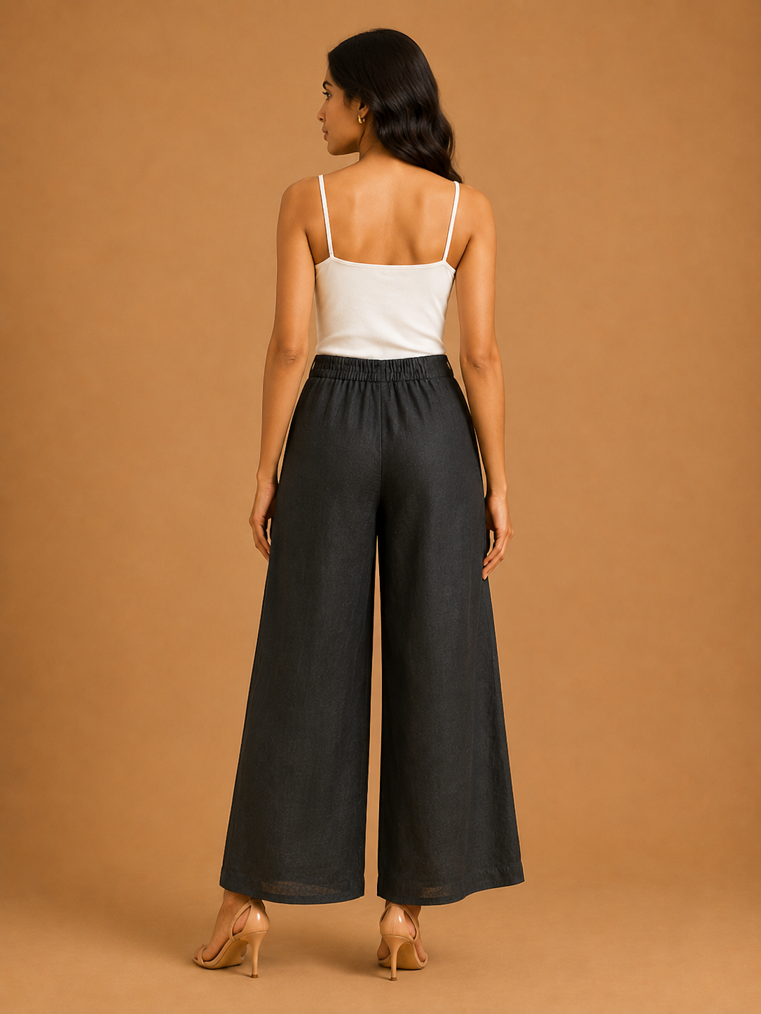 Black Relaxed Fit Linen Trouser
