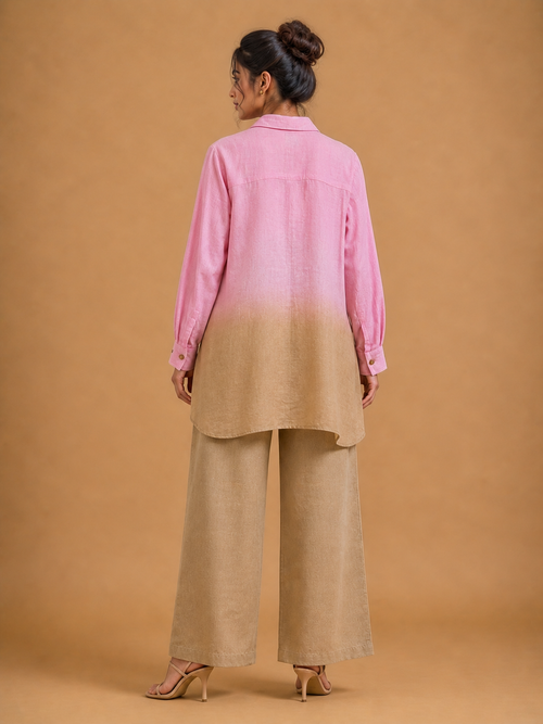 Pink & Beige Ombré Embroidered Shirt