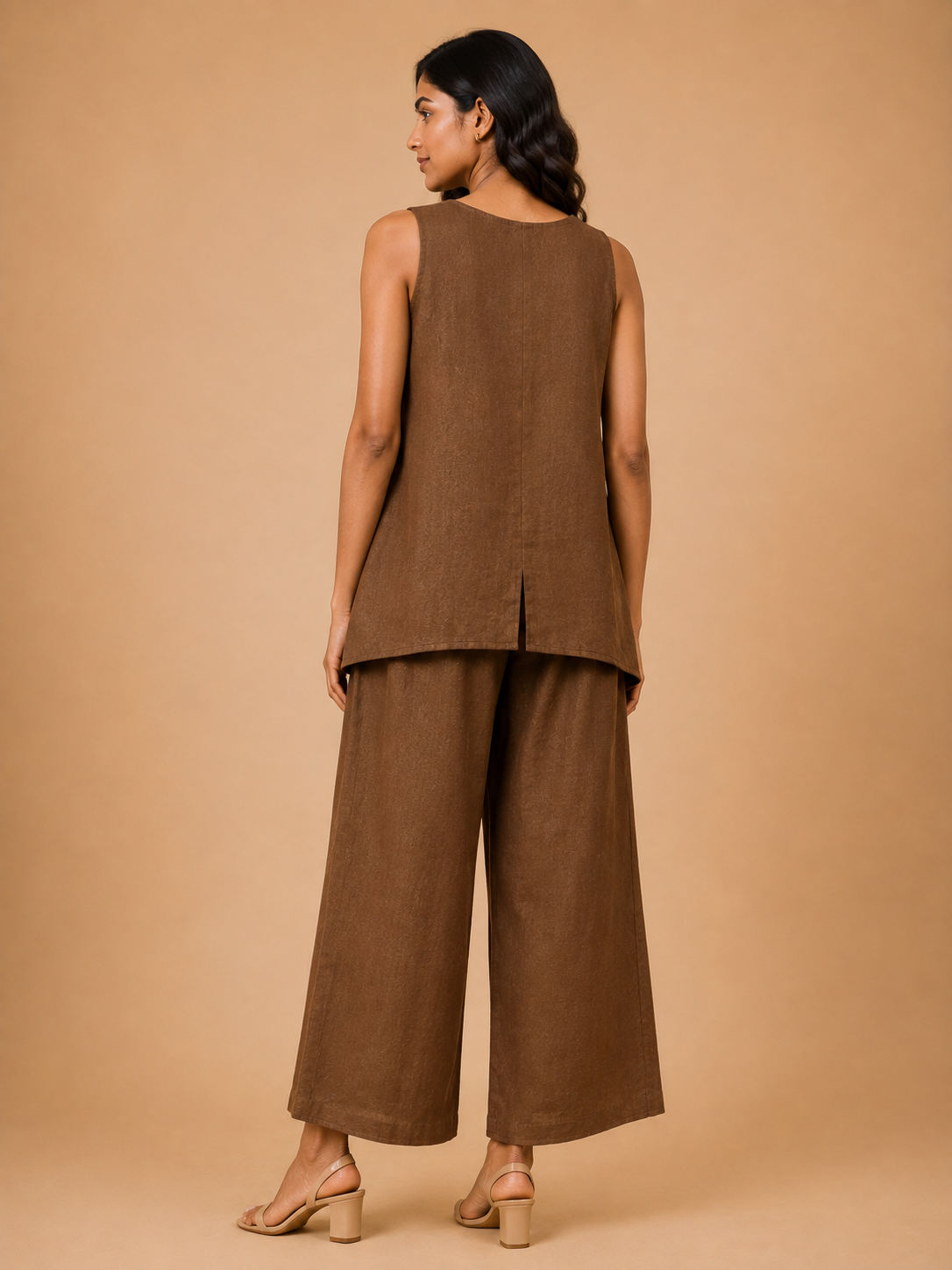 Brown Wildflower Embroidered Co-Ord Set