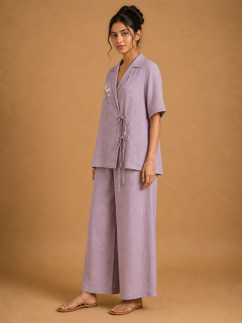Mauve Daisy Embroidered Co-Ord Set