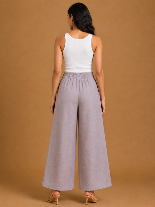 Light Mauve Relaxed Fit Linen Trouser