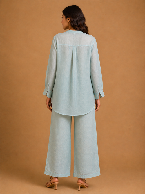 Blue Knot Wave Embroidered Shirt