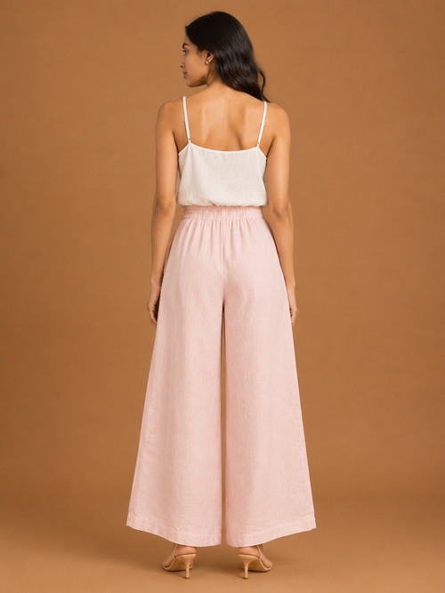Pink Relaxed Fit Linen Trouser