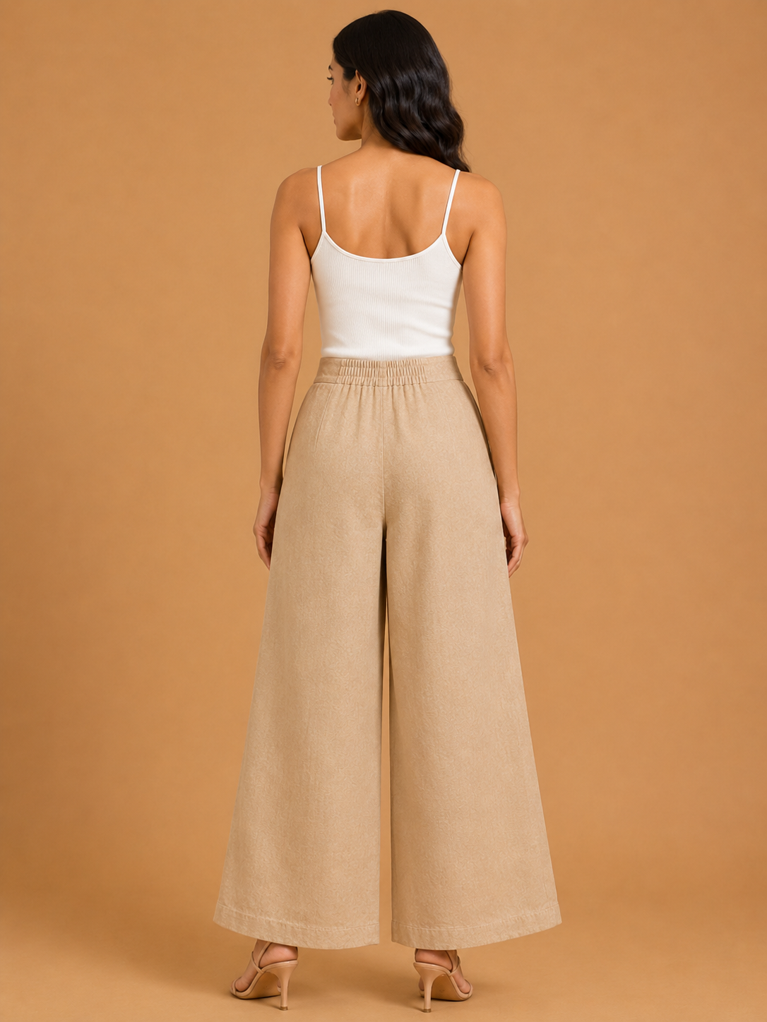 Light Beige Relaxed Fit Linen Trouser