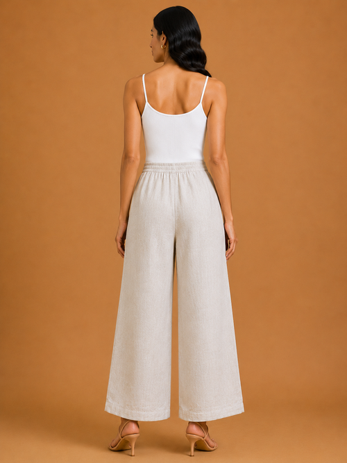 Light Grey Relaxed Fit Linen Trouser