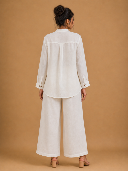 White Marine Embroidered Shirt