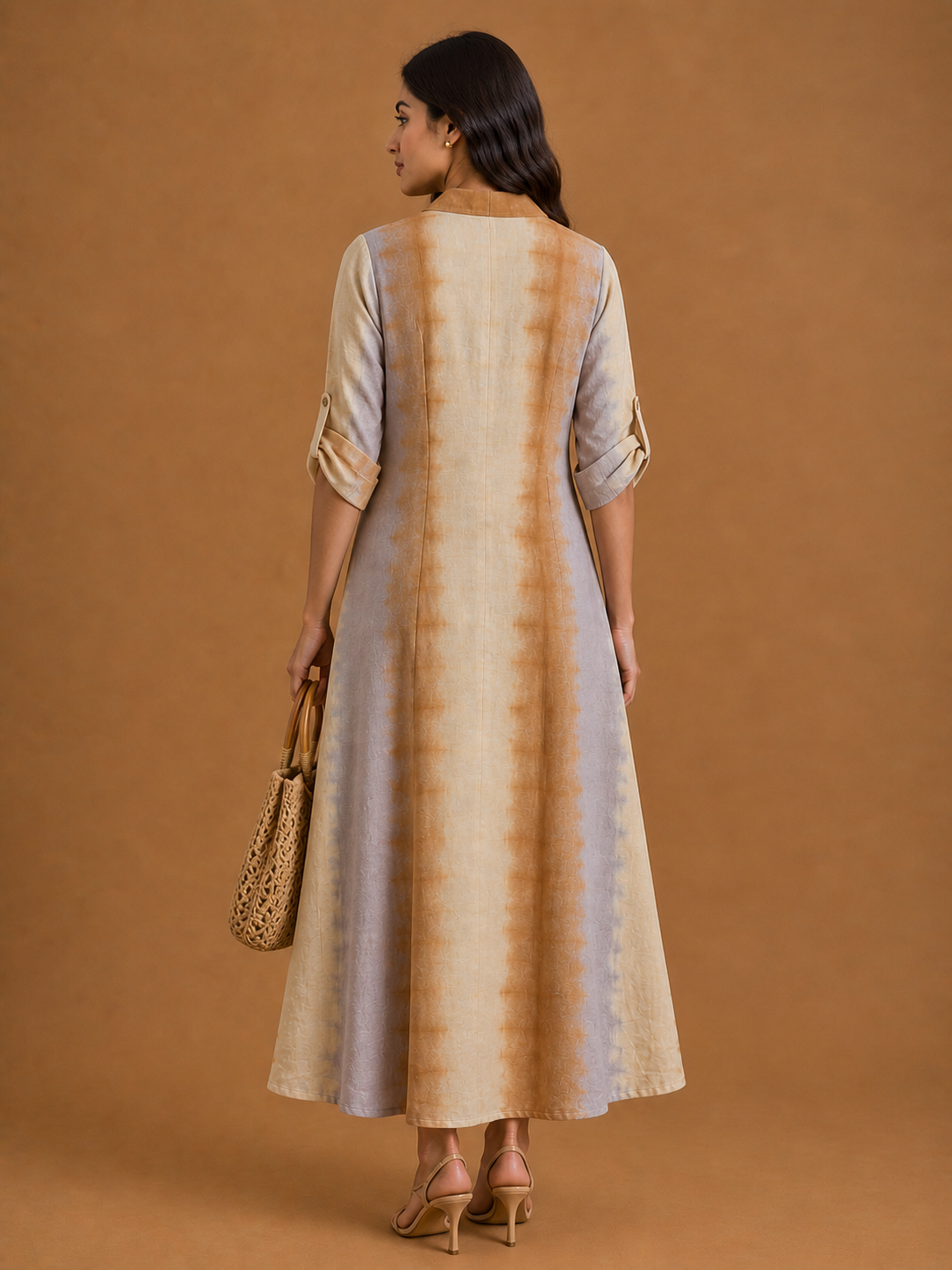 Lilac Brown Embroidered Dress
