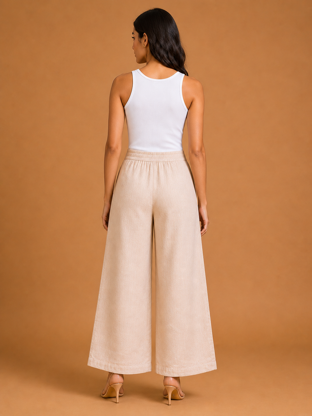 Pale Beige Relaxed Fit Linen Trouser