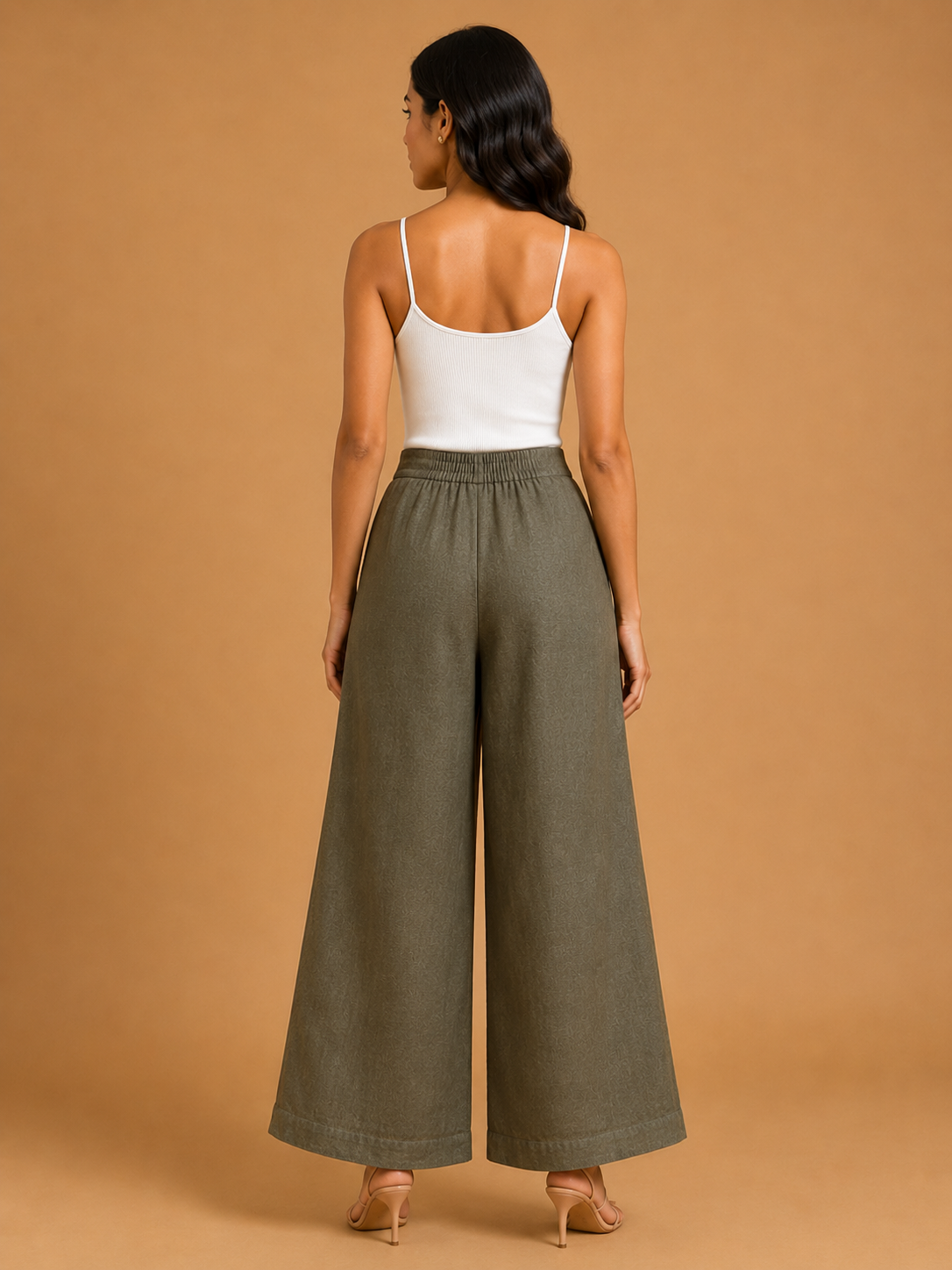 Olive Green Relaxed Fit Linen Trouser