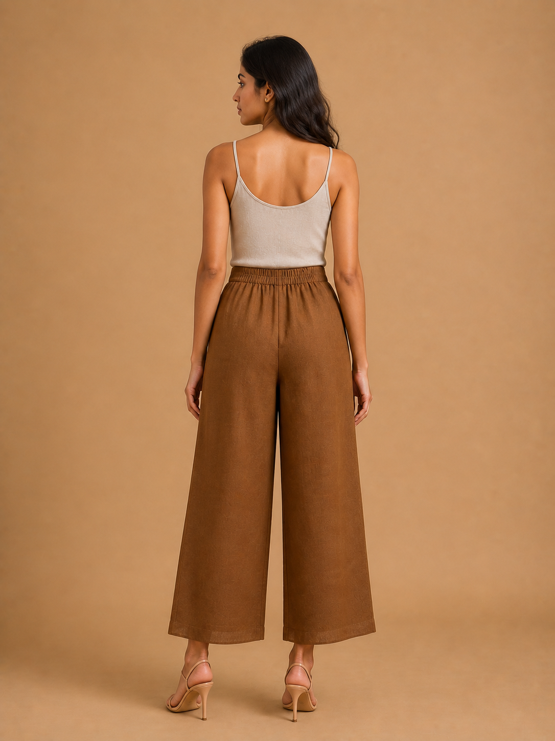 Brown Relaxed Fit Linen Trouser