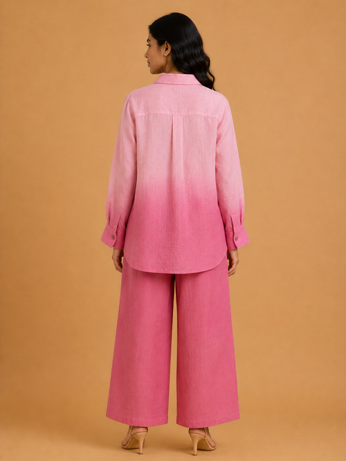Pink Cherry Blossom Door Embroidered Shirt