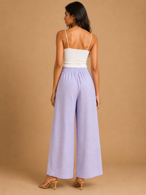 Lilac Relaxed Fit Linen Trouser