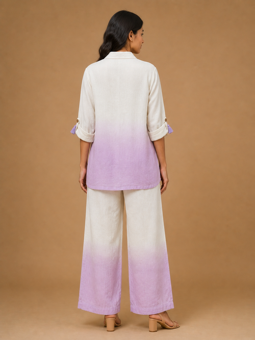 White & Purple Ombré Tassel Co-Ord Set