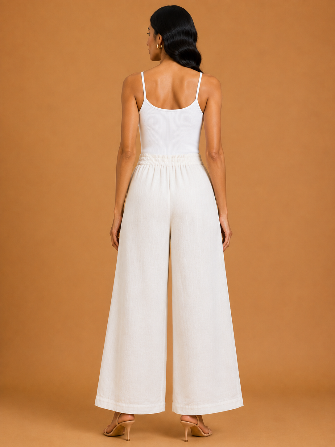 White Relaxed Fit Linen Trouser